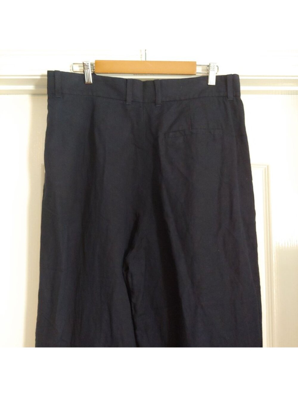 COS Wide Leg Linen Blend Pleated Pants Minimalist Quiet Luxury Lagenlook 14 Navy - Picture 9 of 10